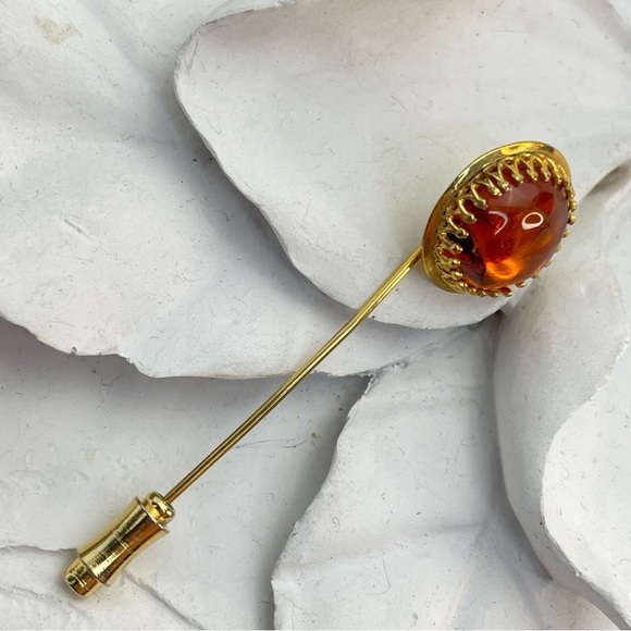 Vintage Amber Gold Filled Stick Pin - Picture 7 of 11